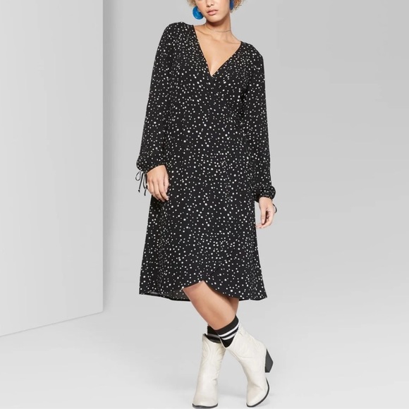 ‼️SOLD‼️ WILD FABLE Black Star Wrap Dress Sz Sm - Picture 5 of 7
